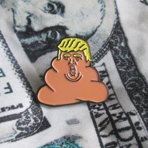 NEW anti Donald trump poop emoji metal enamel pin